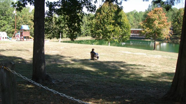 Knitting by the lake