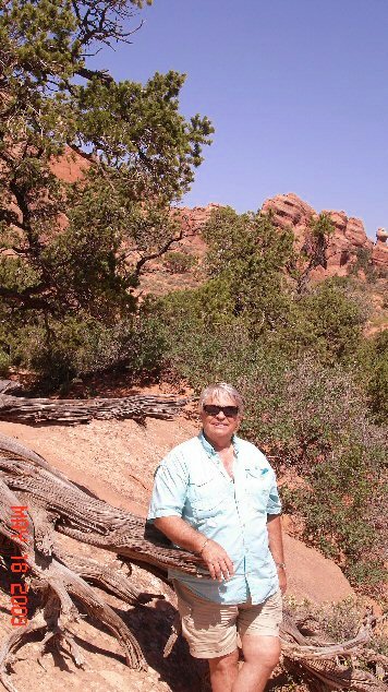 Doug resting on the trail to Landscape Arch