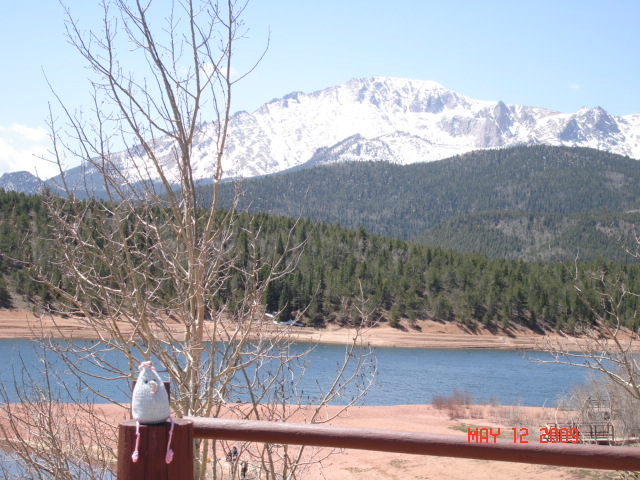 Pikes Peak viewed from Crystal reservoir.