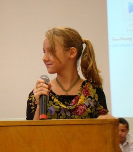 Kristina giving her speech