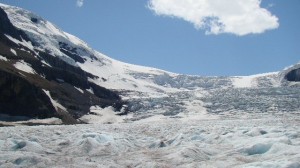 Giant cracks and crevasses on the Athabasca glacier