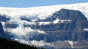One of the many glaciers visible from the Icefield Parkway