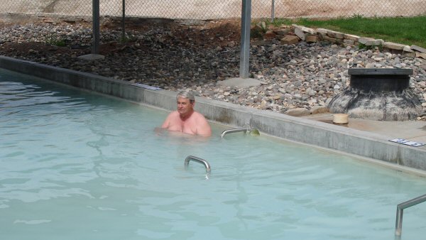 Bear soaking in mineral water